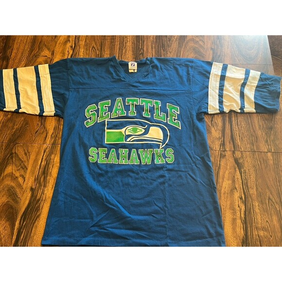 Vtg SEATTLE SEAHAWKS SHIRT by Logo 7 Sz L NFL Jersey READ - Picture 1 of 14